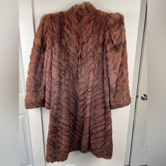 Vintage Midcentury Chocolate Brown Chinchilla Fur Coat Long - Picture 7 of 11